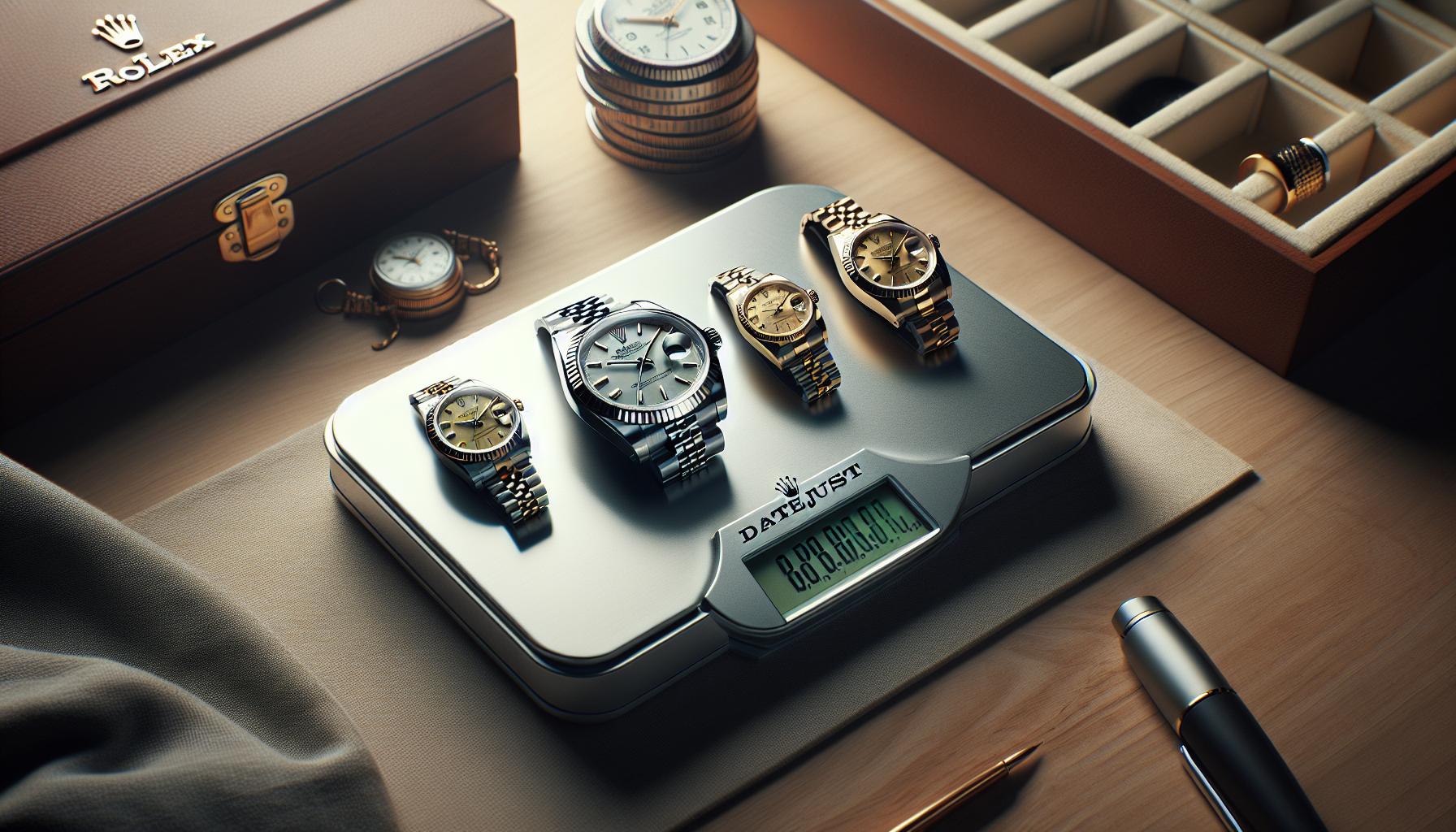 Weight Differences by Datejust Case Size⁤ and Material