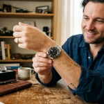 Teddy Baldassarre showcasing a luxury watch from his collection (AI Generated Image)